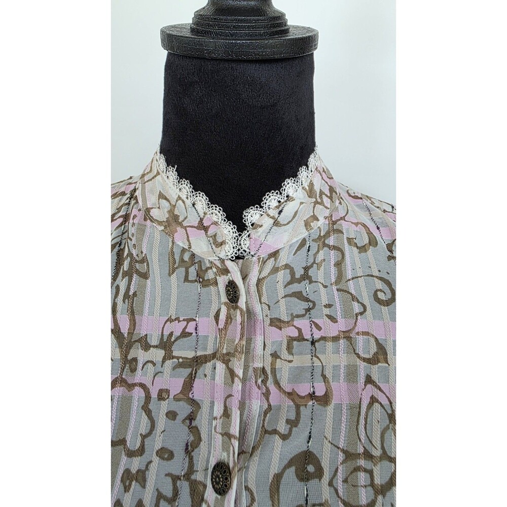 JH Collectibles Women's Blouse Long Sleeve Button Shirt Lace Details Size Small